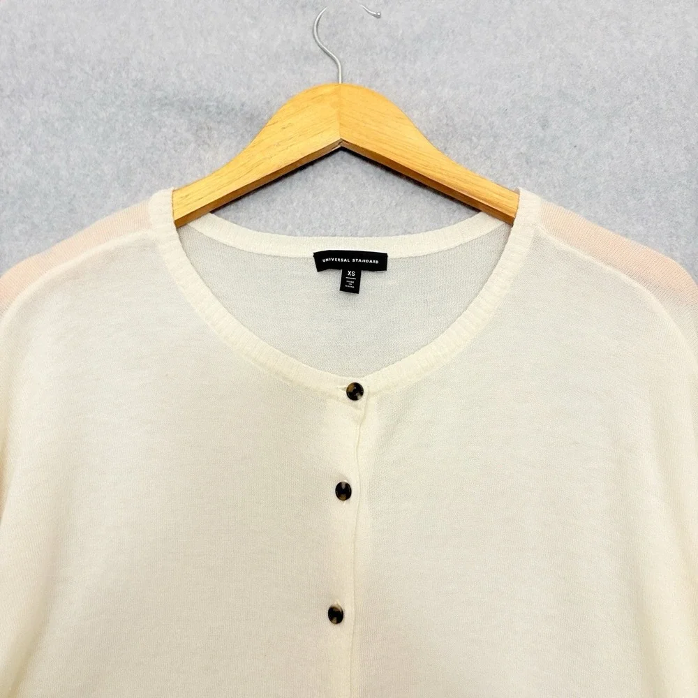 UNIVERSAL STANDARD City Merino Wool Cardigan Sweater Ivory Women's Size XS-10/12